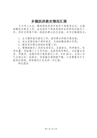 乡镇抗洪救灾情况汇报