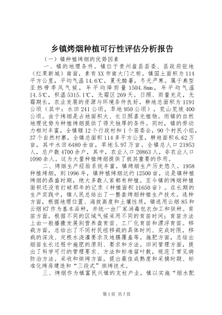 乡镇烤烟种植可行性评估分析报告