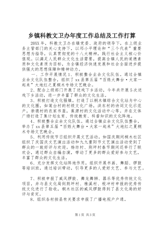 乡镇科教文卫办年度工作总结及工作打算