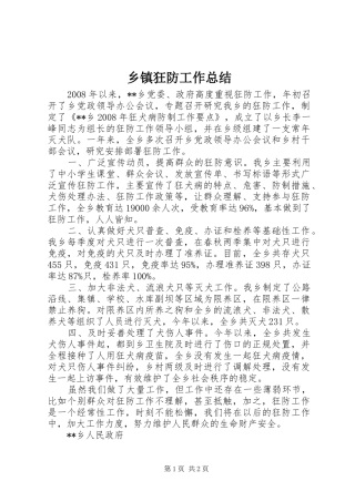 乡镇狂防工作总结
