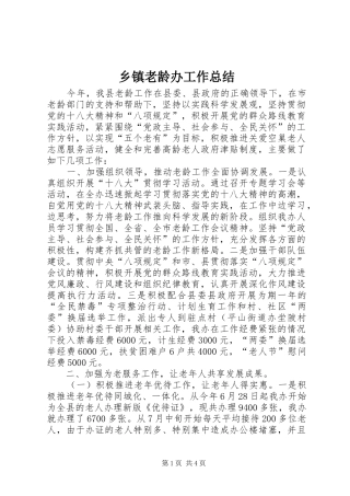 乡镇老龄办工作总结