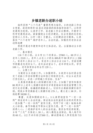 乡镇老龄办述职小结