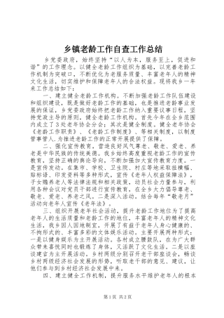 乡镇老龄工作自查工作总结