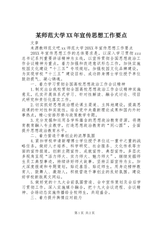 师范大学宣传思想工作要点