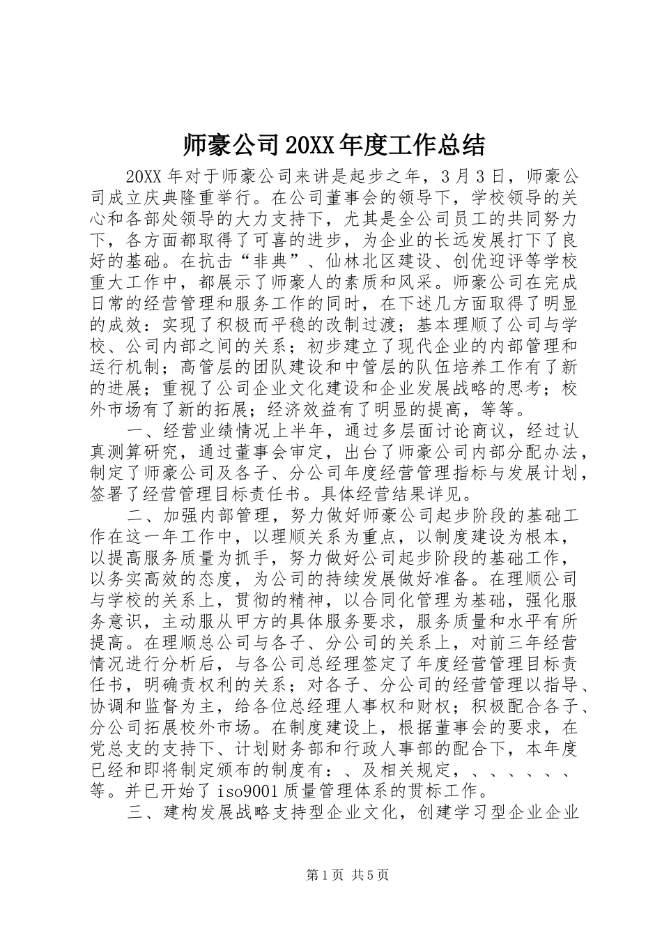 师豪公司年度工作总结_第1页