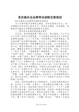 实施农业品牌带动战略发展规划