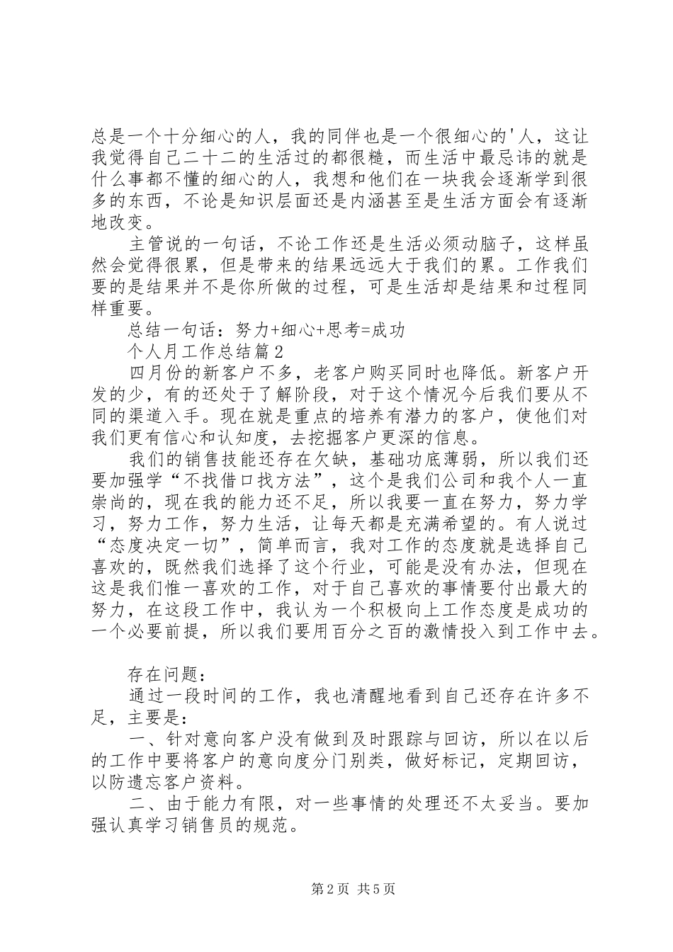 实用个人月工作总结篇_第2页