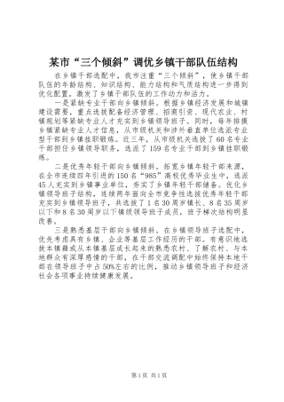 市三个倾斜调优乡镇干部队伍结构