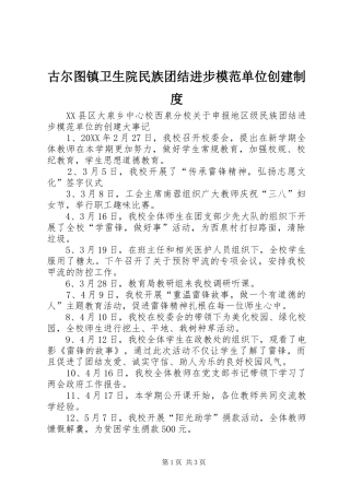 古尔图镇卫生院民族团结进步模范单位创建制度