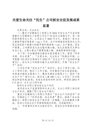 关爱生命关注民生公司抓安全促发展成果显著