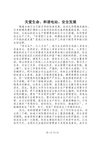 关爱生命和谐电站安全发展