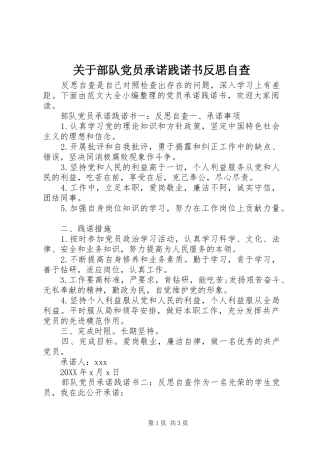 关于部队党员承诺践诺书反思自查