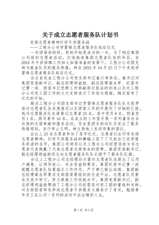 关于成立志愿者服务队计划书