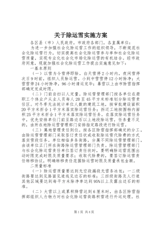 关于除运雪实施方案