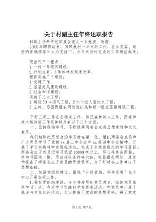 关于村副主任年终述职报告