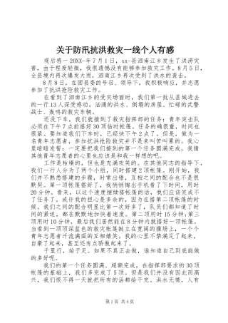 关于防汛抗洪救灾一线个人有感