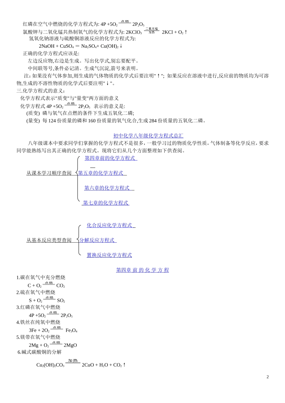 初中化学方程式总汇讲解_第2页