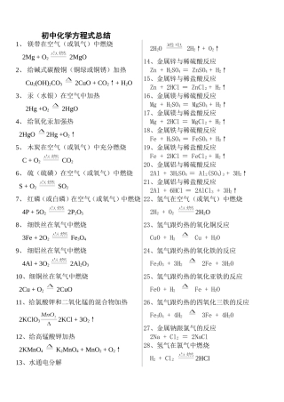 初中化学方程式总结(同名21897)