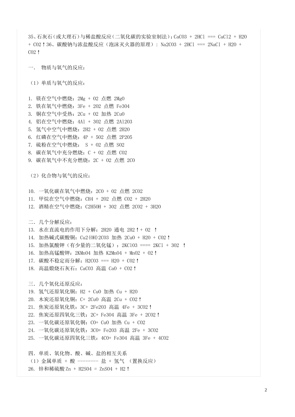 初中化学公式大全-总结复习_第2页