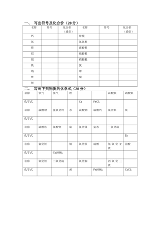 初中化学基础知识练习(同名16670)