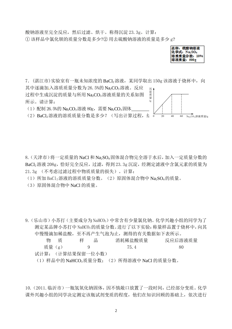 初中化学计算题精选_第2页