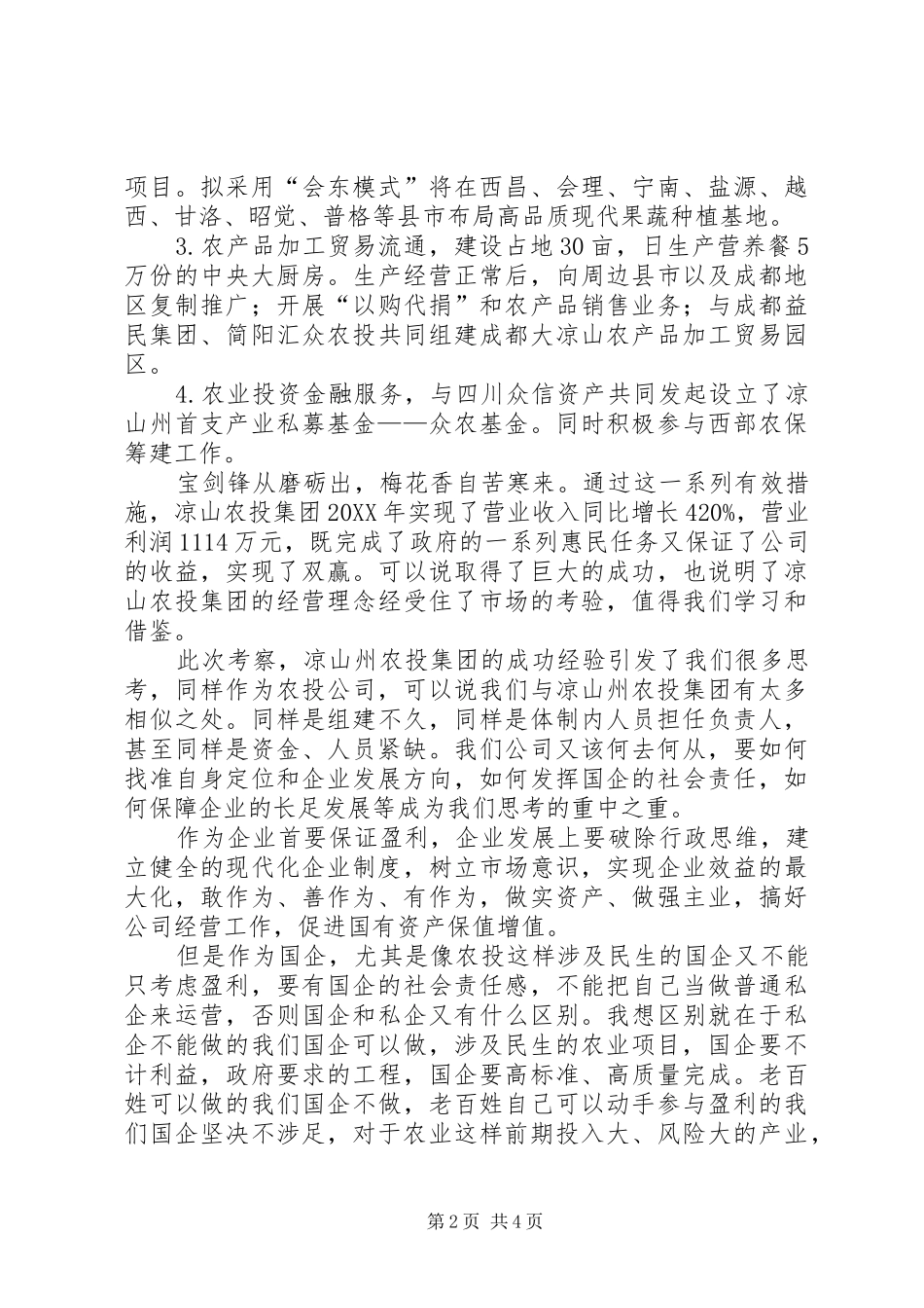 关于赴凉山州农投集团考察报告论农投企业自身定位和发展方向_第2页
