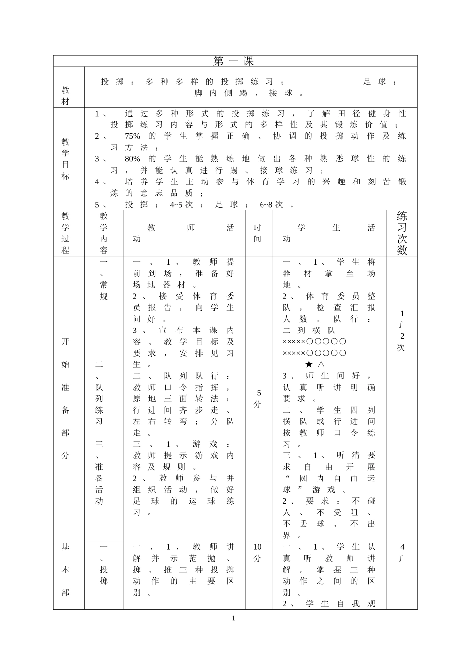 初中体育课教案全集_第1页