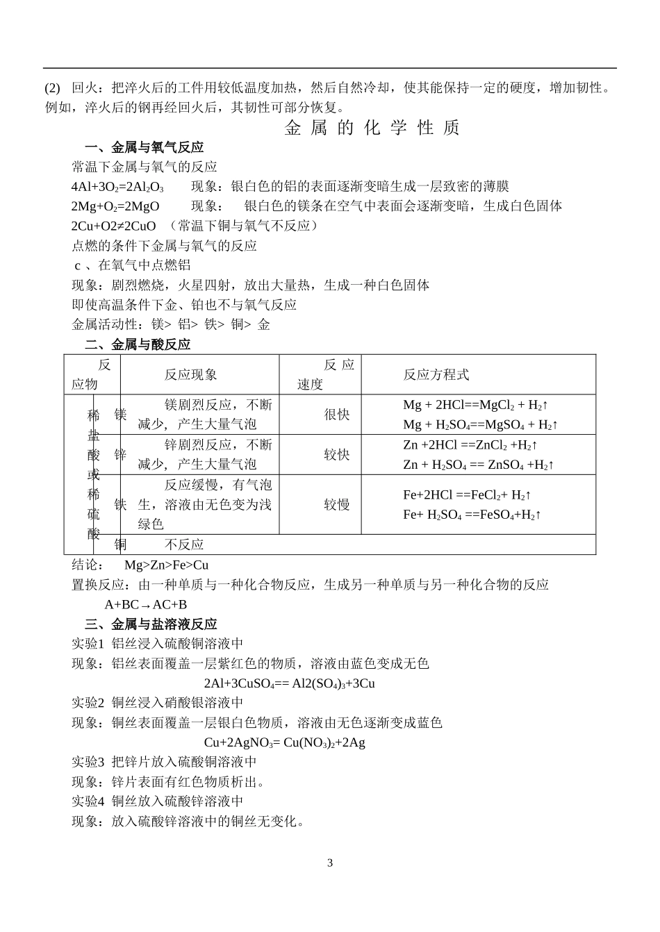 初中化学金属与金属材料知识点与练习_第3页