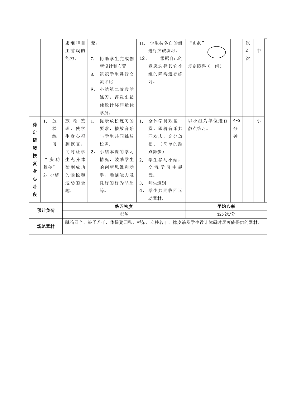 初中体育与健康《突破障碍的身体素质练习(冲出亚玛逊)》表格式教案_第3页