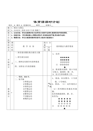 初中体育与健康八年级《测试立定跳远》表格式课时教学计划