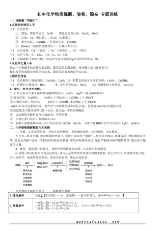 初中化学离子共存-物质鉴别分离-化学推断专题训练(同名8390)