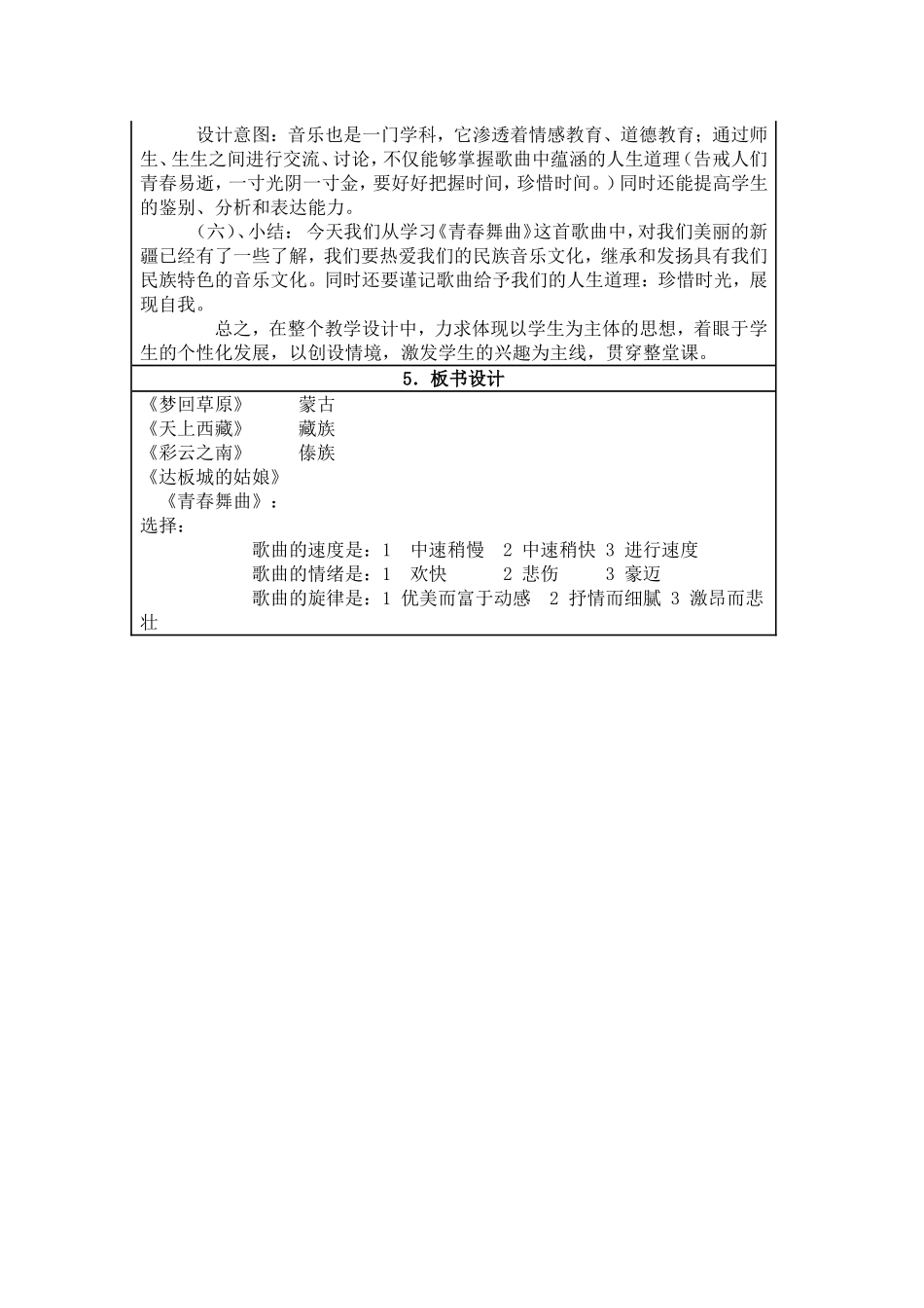 初中音乐教学设计《青春舞曲》_第3页
