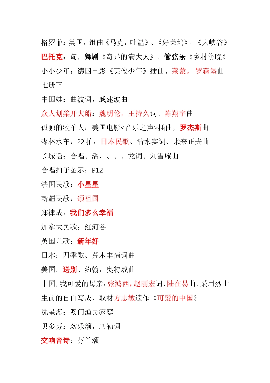 初中音乐课本复习内容_第2页