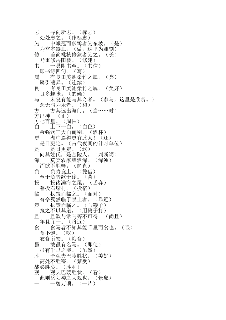 初中通假字、古今异义、一词多义表_第3页