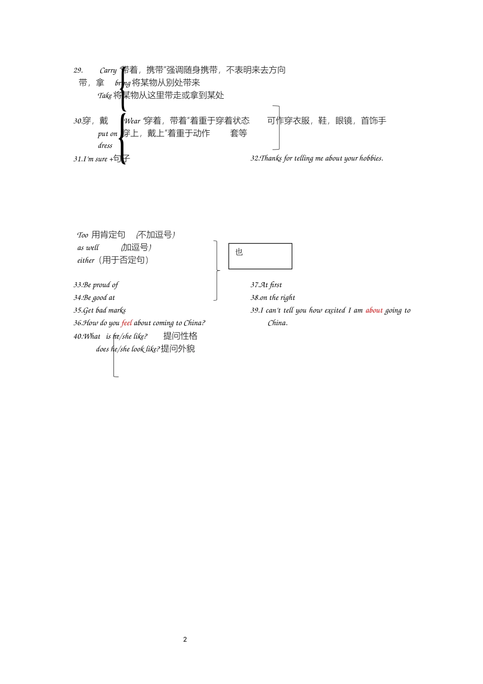 初中外研版八年级下册英语复习资料(词组全)_第2页