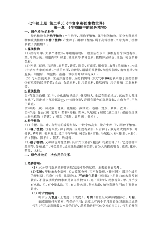 初中生物济南版教材提纲