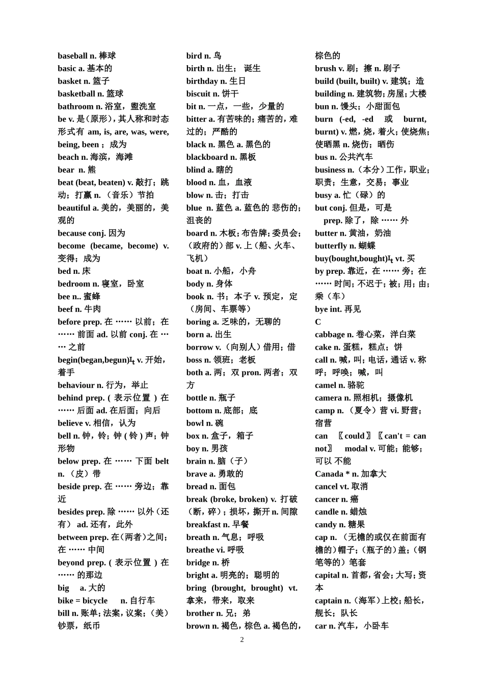 初中英语1600个词组、单词(带中文)_第2页