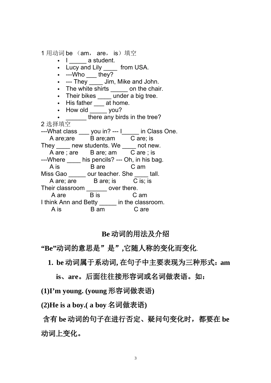 初中英语be动词用法_第3页