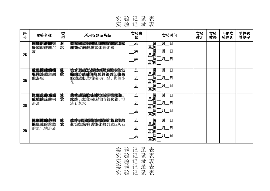 初中化学实验记录表_第2页