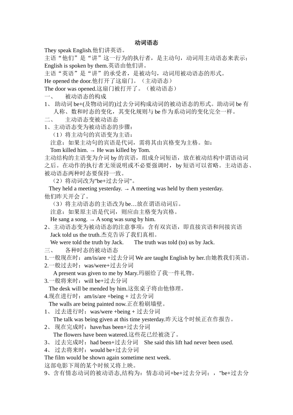初中英语被动语态精讲及练习_第1页