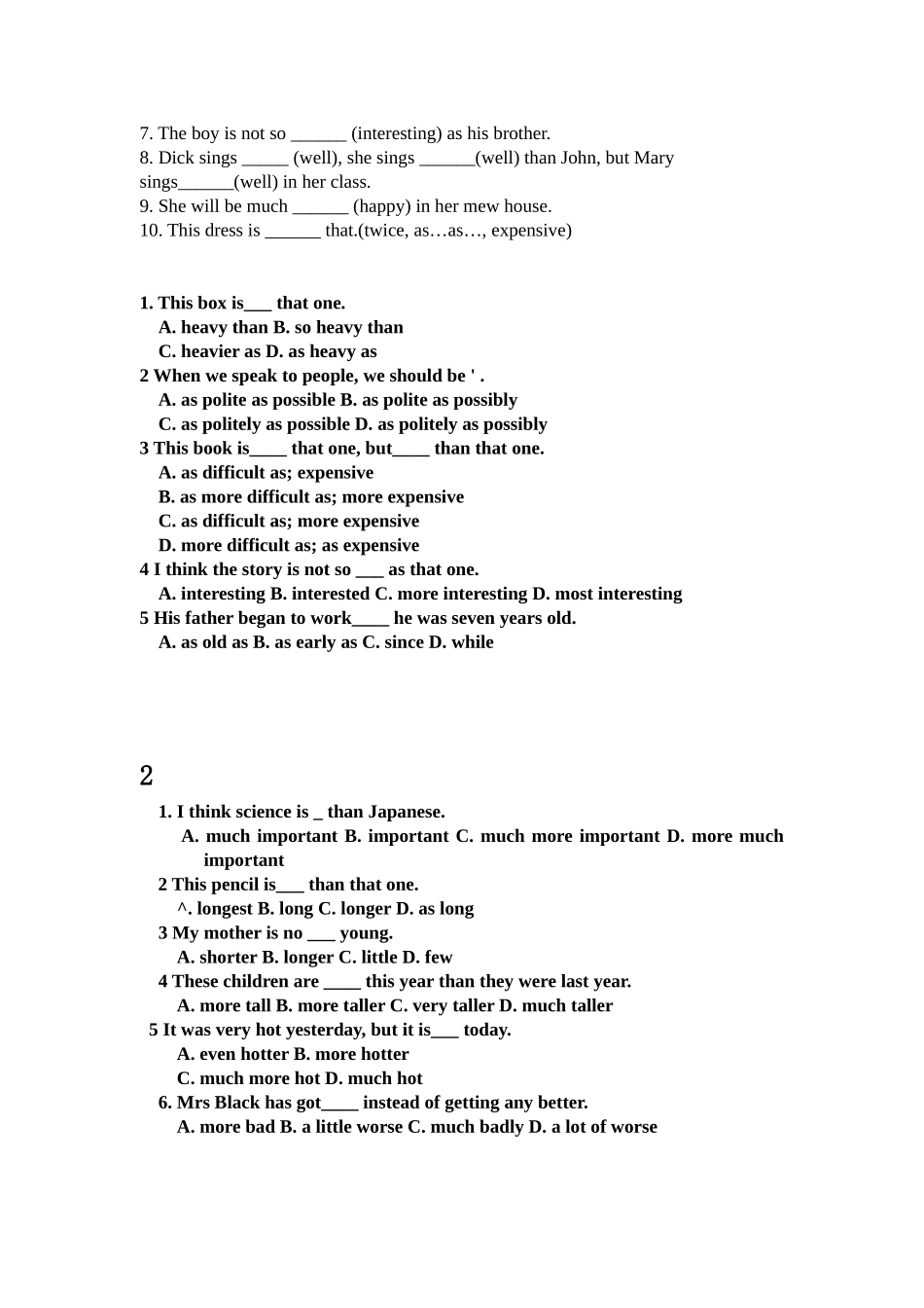 初中英语比较级总结及练习_第3页