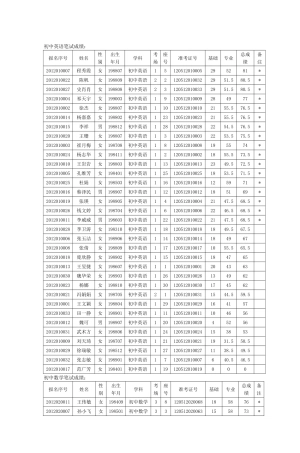初中英语笔试成绩