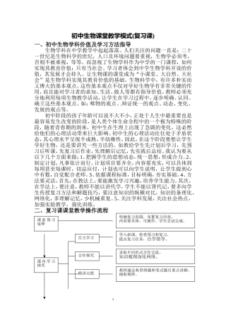 初中生物课堂教学模式(复习课)