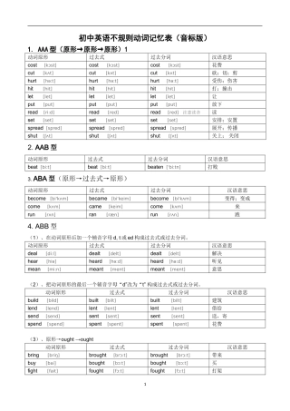 初中英语不规则动词表(音标版)