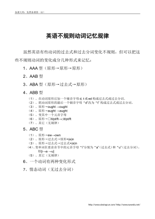 初中英语不规则动词过去式和过去分词表(共6页-附音标)