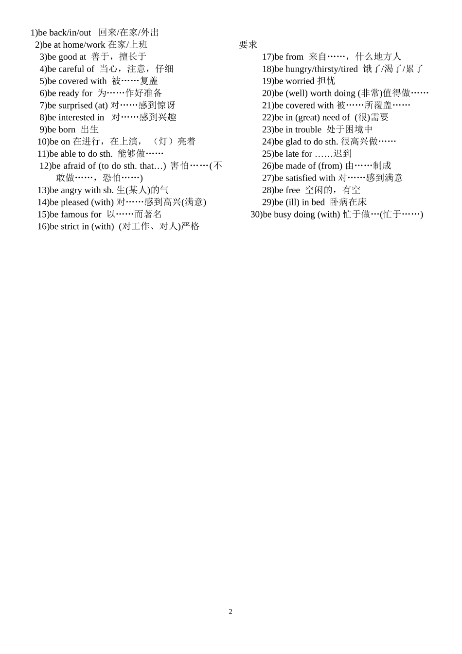 初中英语常用动词词组_第2页