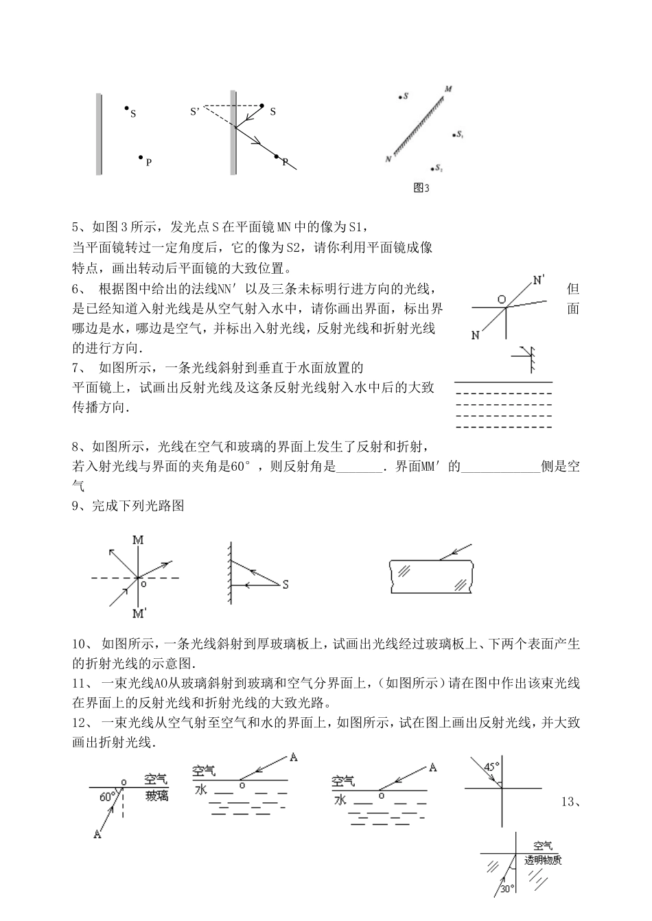 初中物理：光学作图练习题_第3页