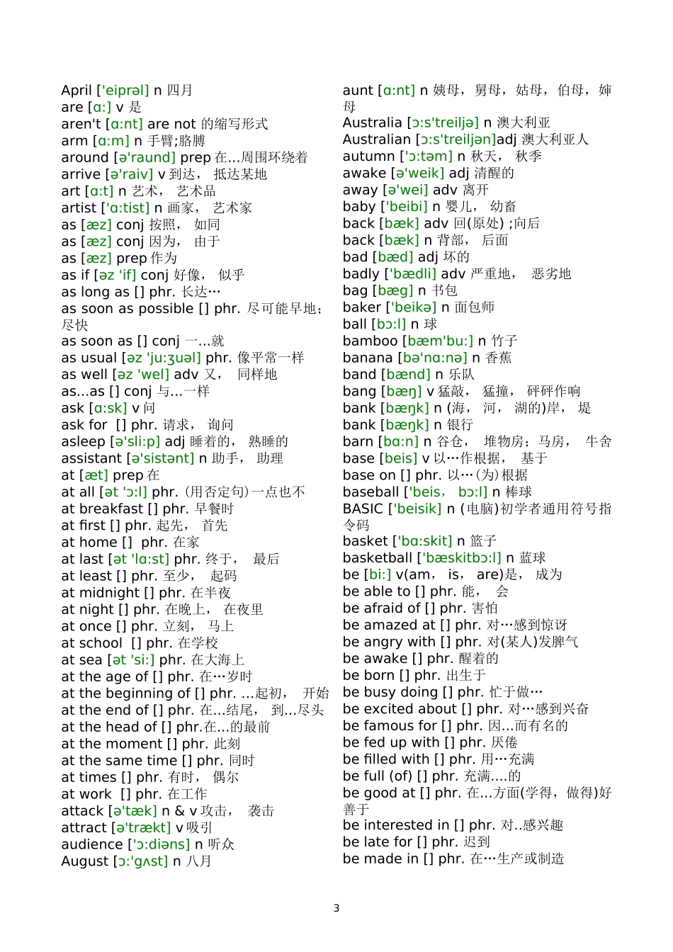 初中英语词汇单词带音标按字母排序_第3页