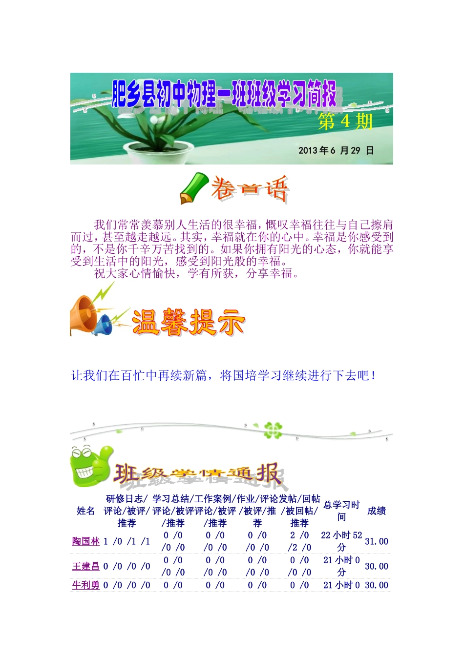 初中物理班级学习简报_第1页