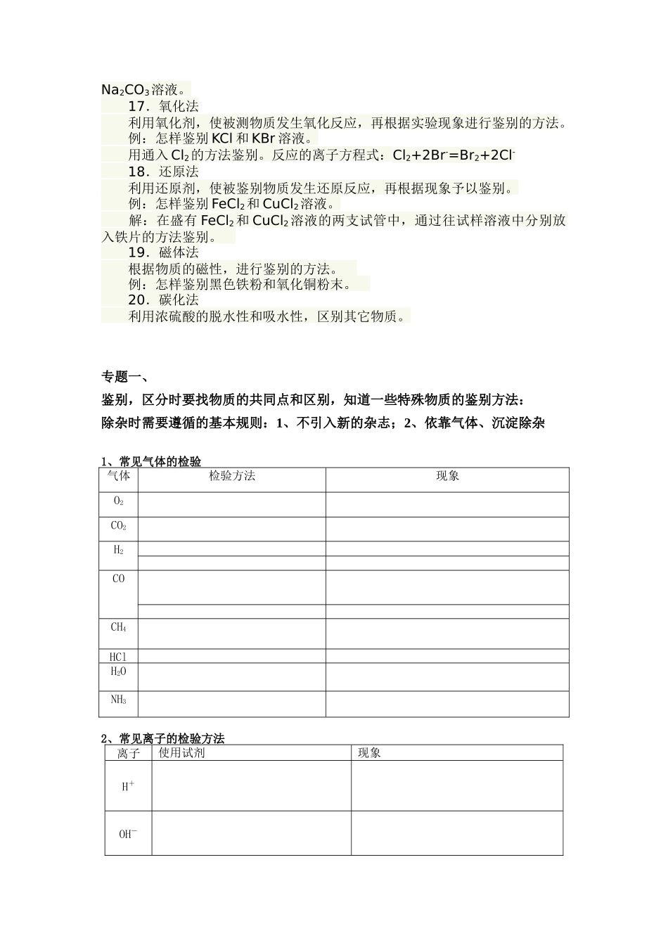 初中化学物质检验综合题(有答案)_第3页
